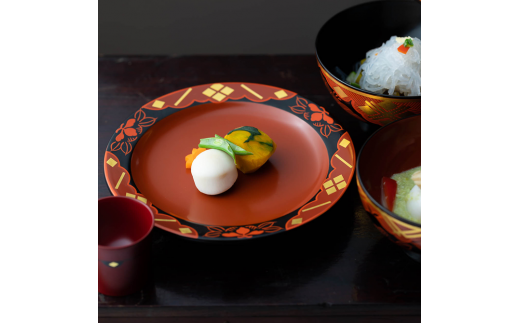 秀衡塗 翁皿 秀衡椿紋 10個入 / 漆器 食器 銘々皿 漆塗 うるしぬり 手