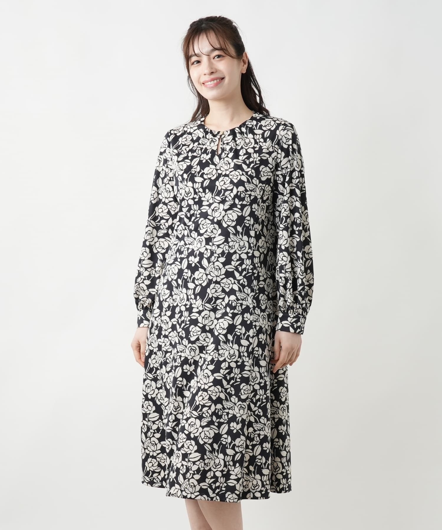 プリントフレアワンピース【ROCHAS Premiere】|レリアン | レリアン