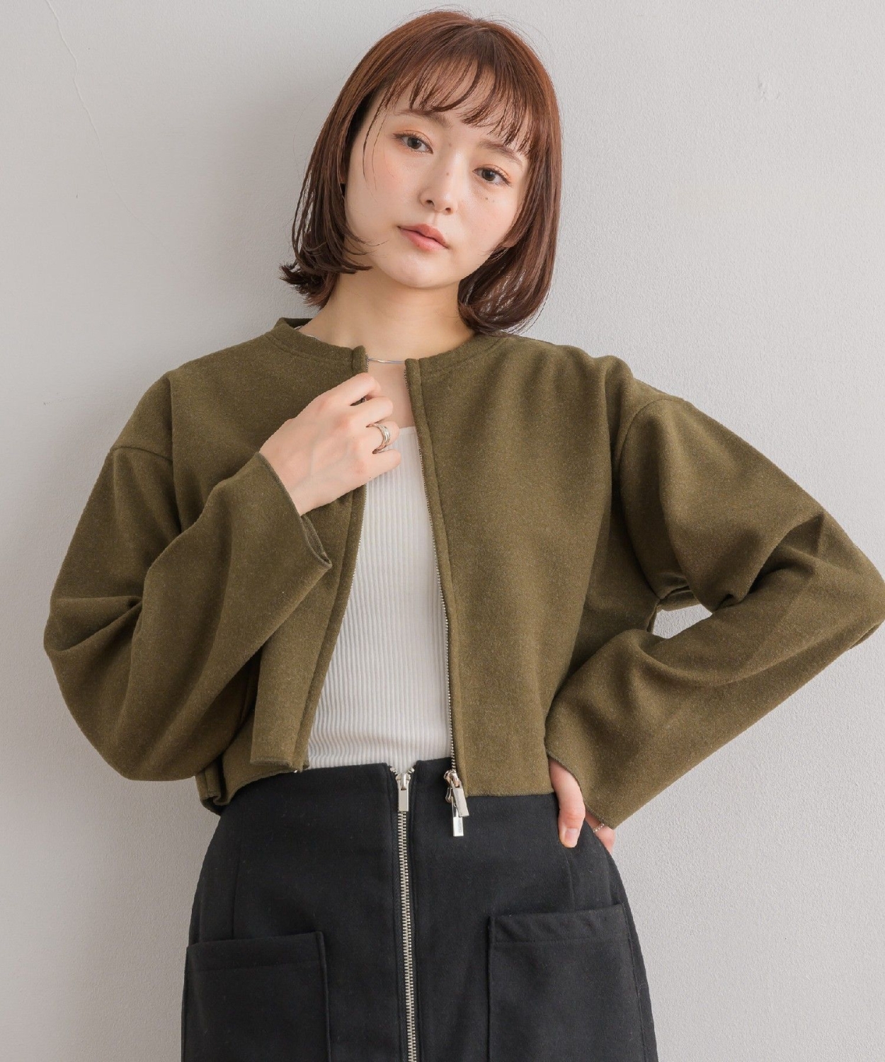 圧縮ニットWジップカーデ|RETRO GIRL | RETRO GIRL ONLINE STORE