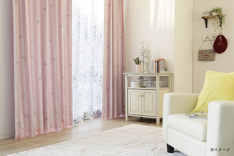 ディズニー カーテン ミニーマウス 100×110cm 2枚組 洗濯OK 形状記憶