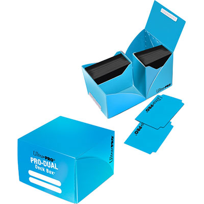 プロ仕様デュアルデッキボックス 大型（180枚用) ライトブルー（水色