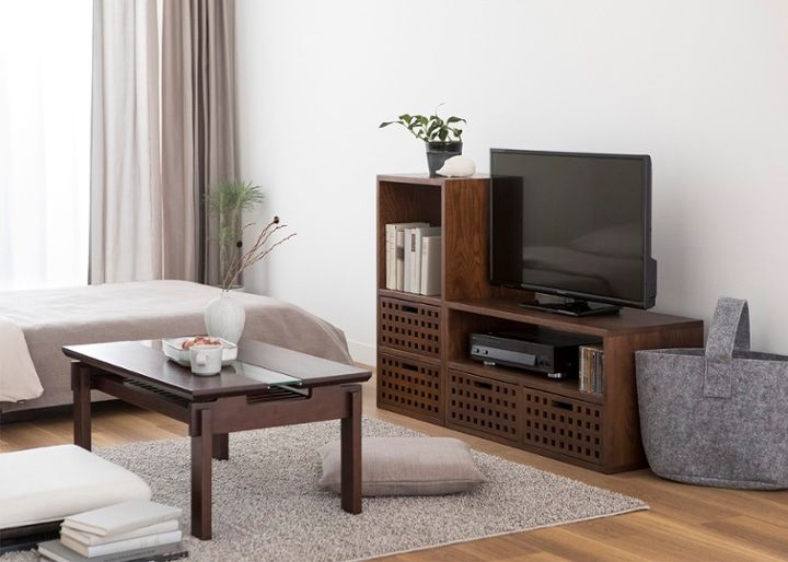 キューブ・テレビボード (GB) v01 セット ～ローボード～無垢材の素材