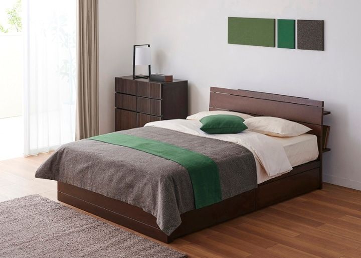 ラック・ベッド ベッドスプレッド＆スロー セット (フォレストグリーン