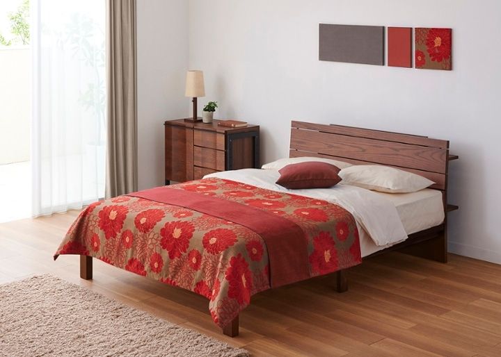 ムク・ベッド ベッドスプレッド＆スロー セット (サンセットレッド