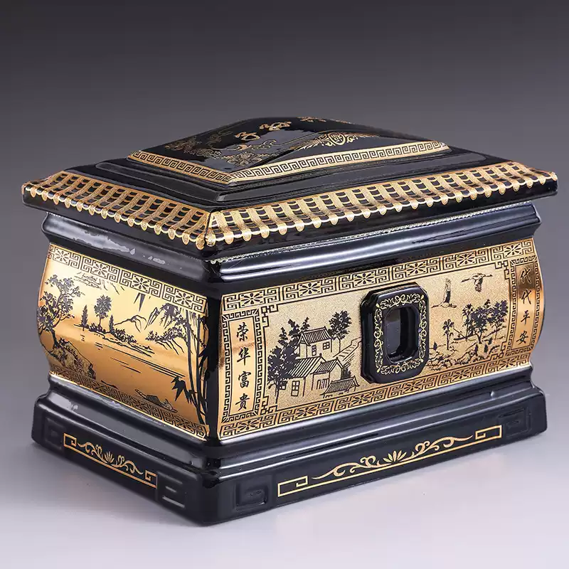 骨灰盒陶瓷高档寿盒迁坟捡骨棺材骨灰罐盅防潮丧