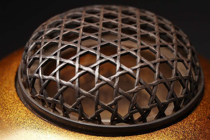 CK999 【中尾喜久二作】純銀火舎（純銀火屋/純銀蓋）内銀落輪島塗山水