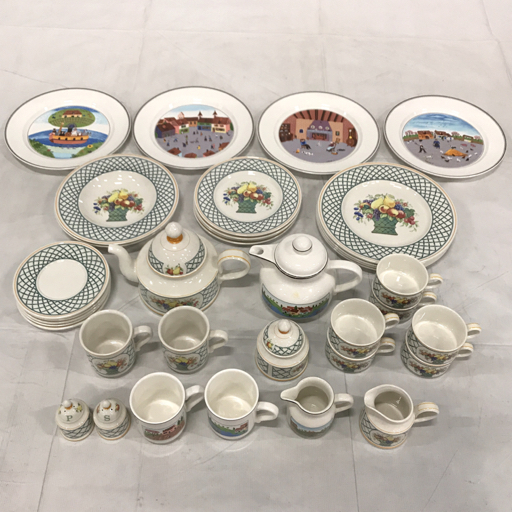 ビレロイボッホ バスケットガーデン 大皿 含 ティーポット カップ