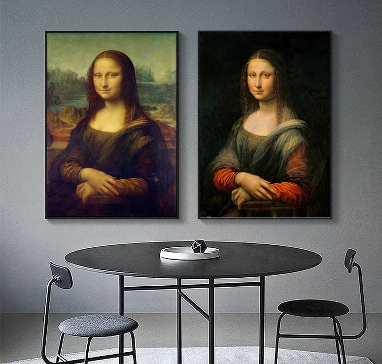 油彩画 レオナルド・ダビンチ 【 モナリザの微笑 】 模写 額装仕立て