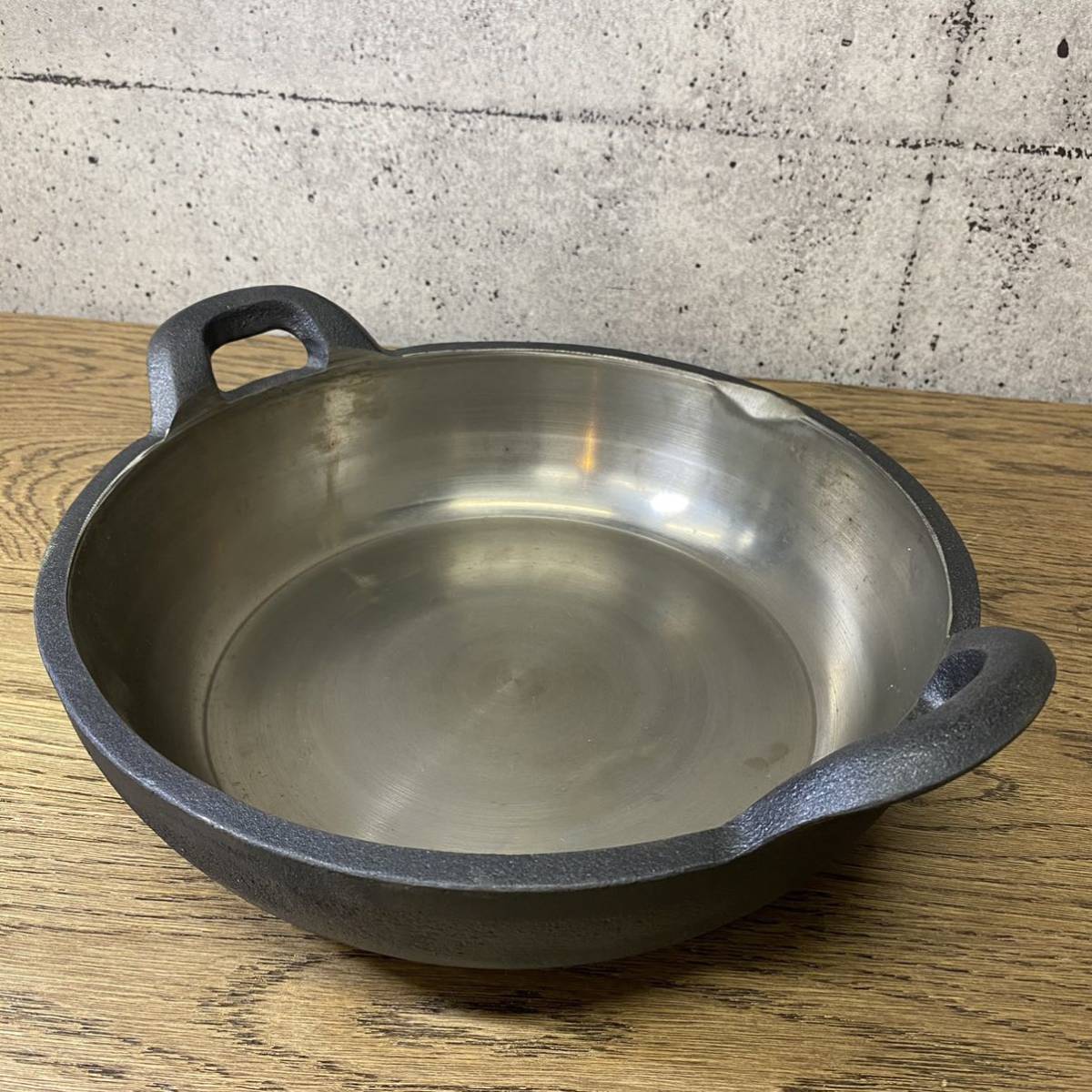 山王堂謹製 久慈砂鉄鍋 天婦羅鍋 箱付/砂鉄鉄器/砂鉄/鍋/天ぷら鍋