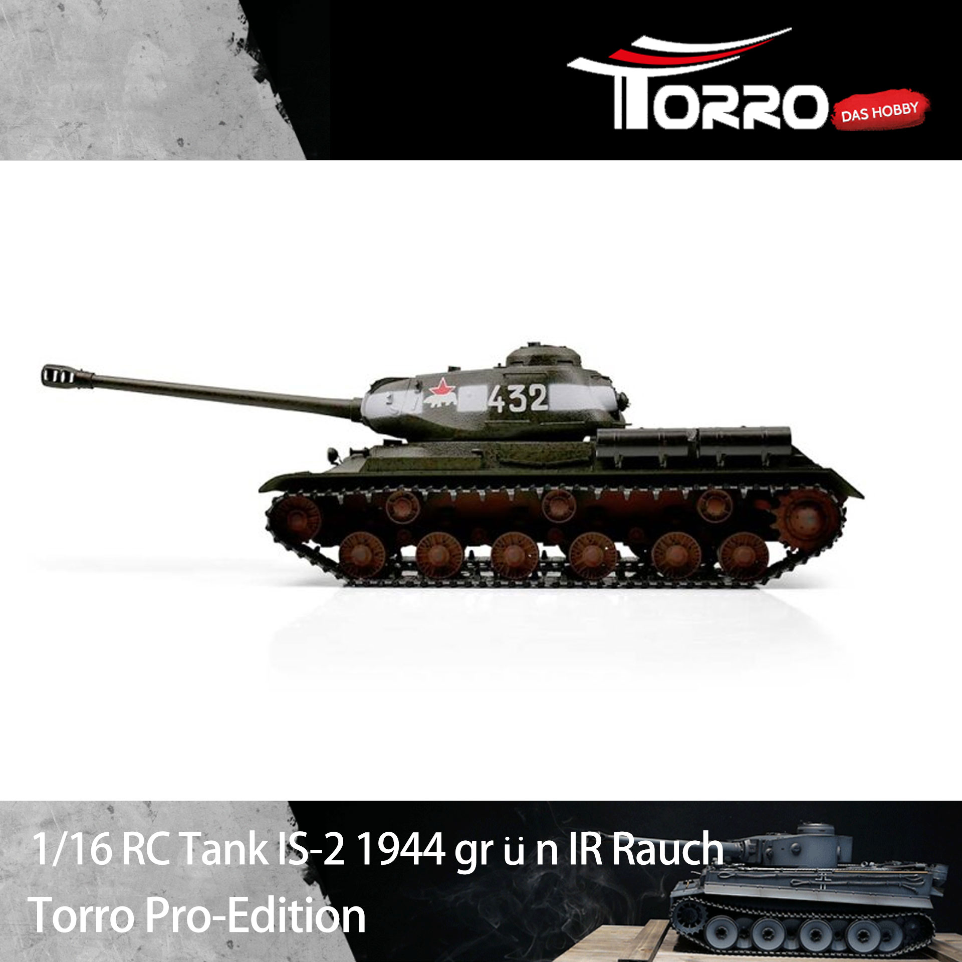Torro IS-2 1944 坦克｜森林綠｜1:16金屬結構＋IR對戰＋發炮冒煙
