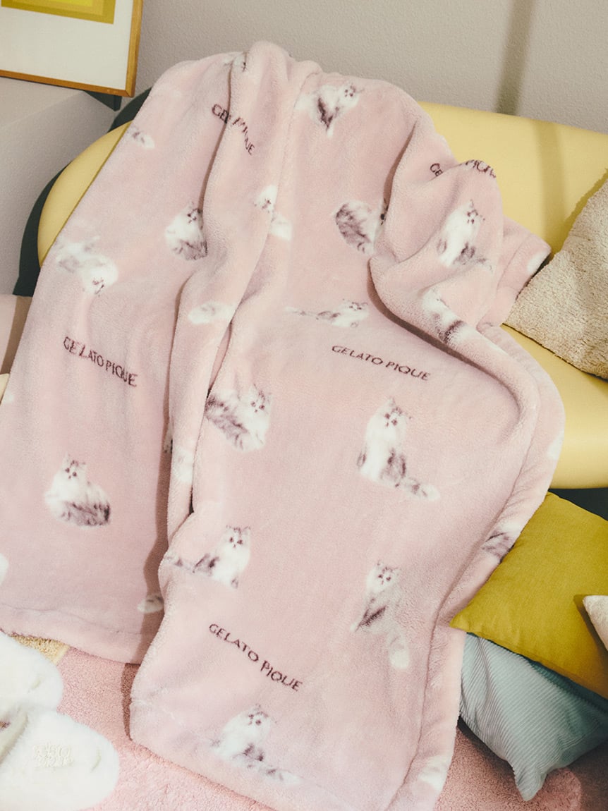 Sleep】CAT柄 プリント毛布(ブランケット・タオルケット)｜ルーム