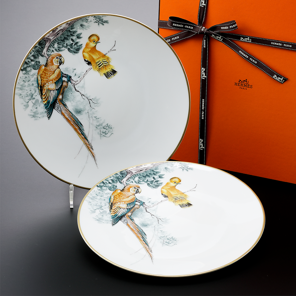HERMES エルメス 赤道直下のスケッチ ディナープレート 27cm ペア 名