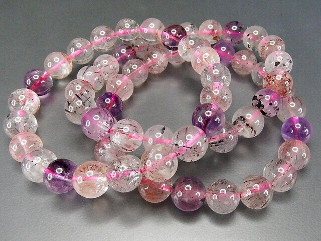 スーパーセブン約9mmブレスレット透明度有り高級天然石 - 【石街