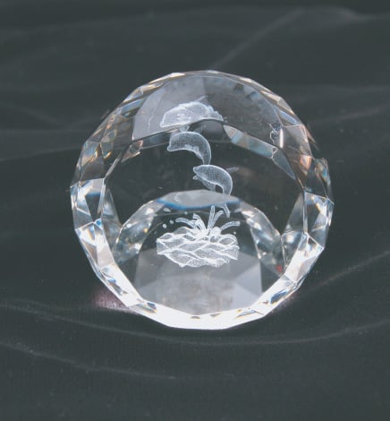 3Dレーザー彫刻入りペーパーウェイト イルカ CR-9409 - 【クリスタル