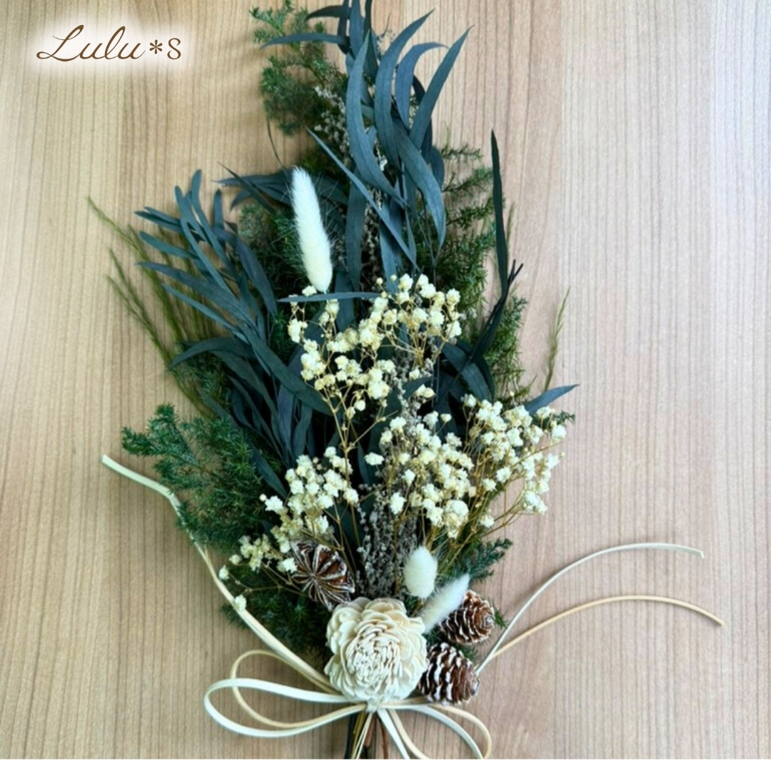 スワッグ ドライフラワー プリザーブドフラワー リース 【ホワイト