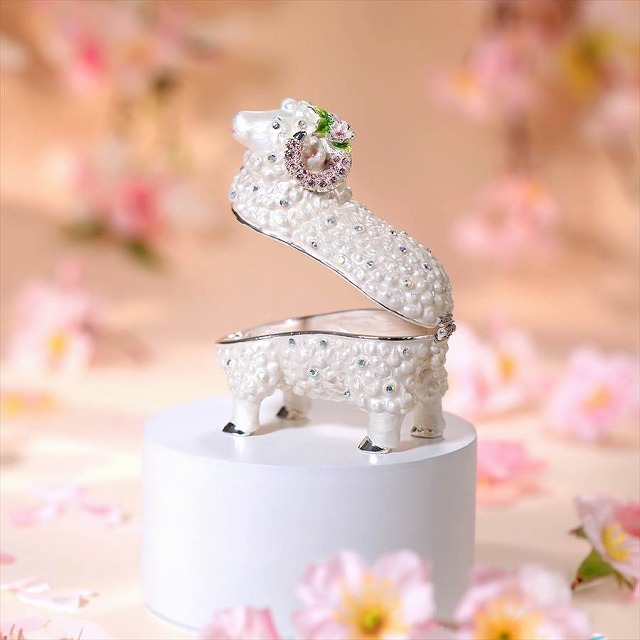 ジュエリーボックス 小桜羊 未 ひつじ 未 干支 置物 ホワイト EX5331