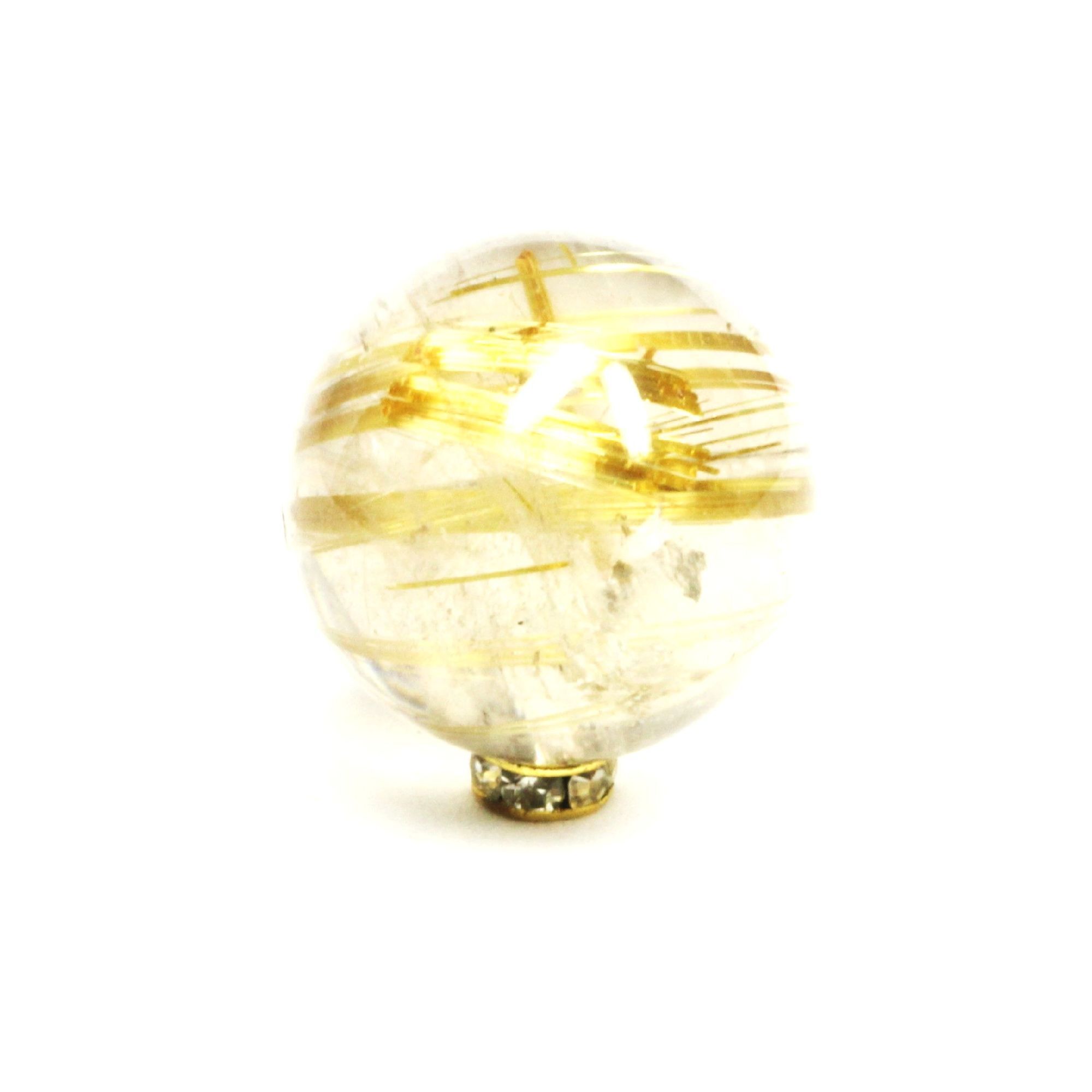 神秘の天然石 ］19ミリ 一点物 1粒売り ゴールド タイチンルチル 虹