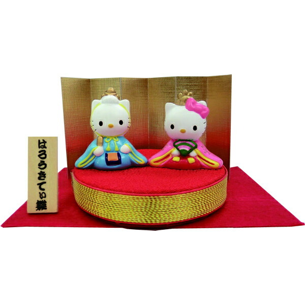 吉徳 雛人形 ハローキティ コンパクトタイプ 親王飾り 丸台 金屏風