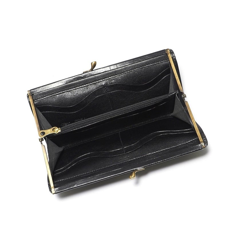 イルビゾンテ IL BISONTE がま口長財布 C0988 153 BLACK 本革 ブラック