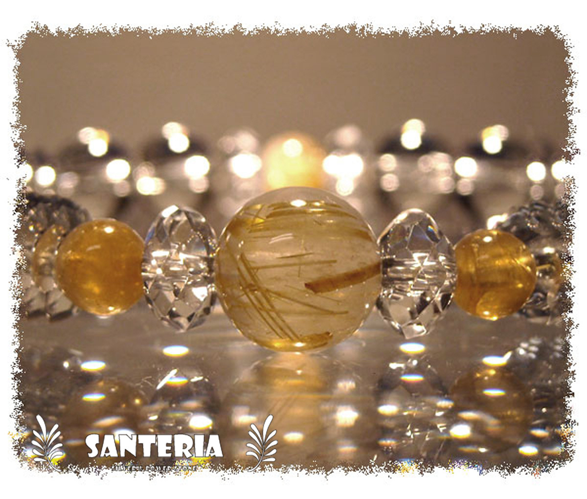 シトリン ルチルクォーツ水晶AAA オリジナルブレス レディース