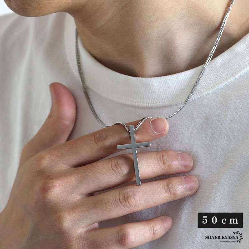 ステンレス クロスネックレス ダブル喜平チェーンネックレス 十字架
