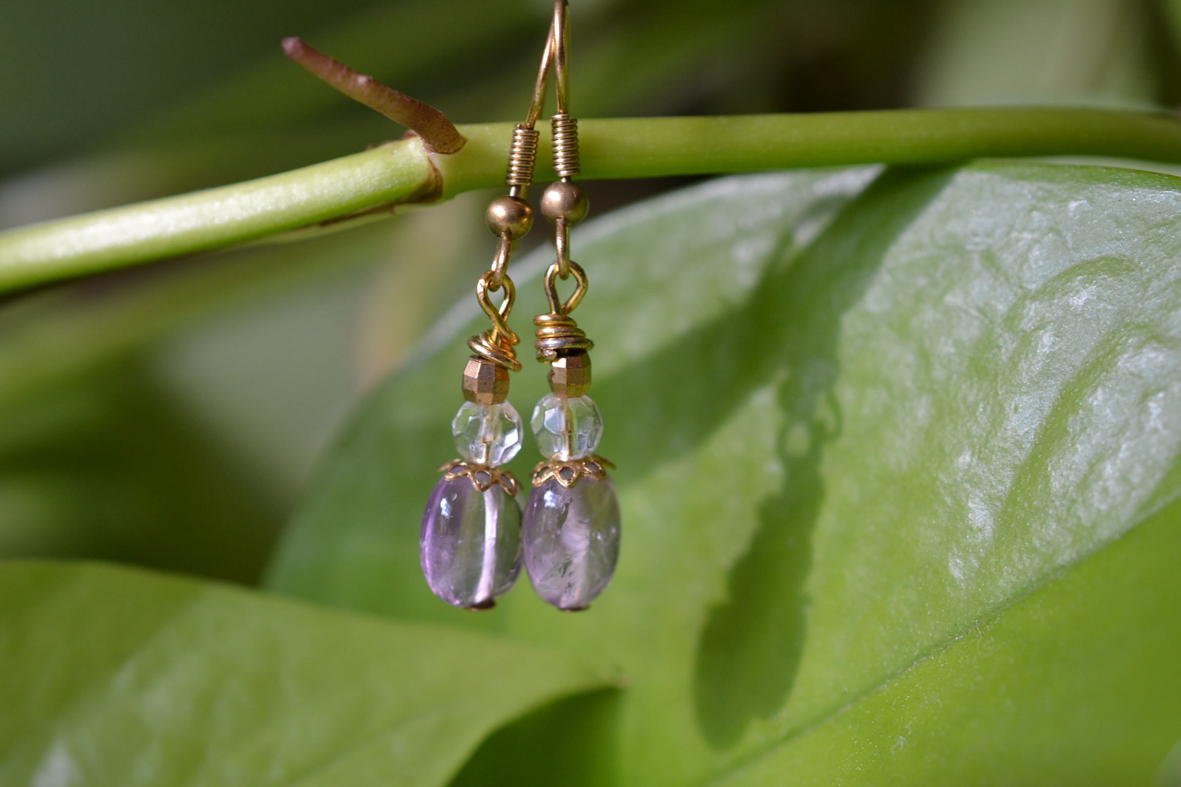 天然石】 【ハンドメイド】天然石アメトリン☆ピアスB pia024