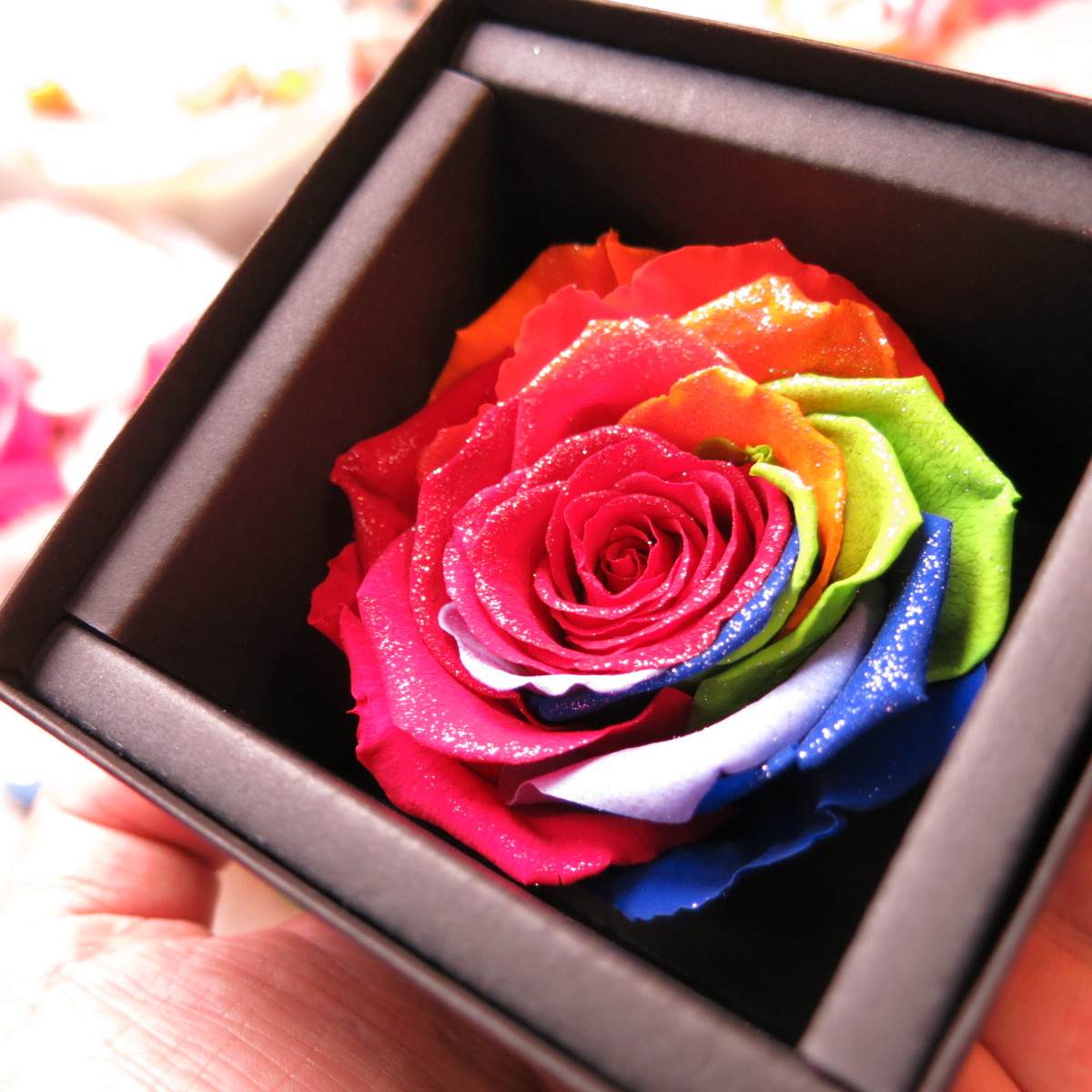 ダイヤモンドローズ 宝石 box レインボーローズ プリザーブドフラワー