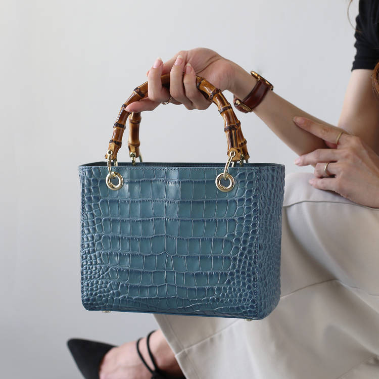 バッグ レディース 2way 斜め掛け バンブー ハンドル 牛革