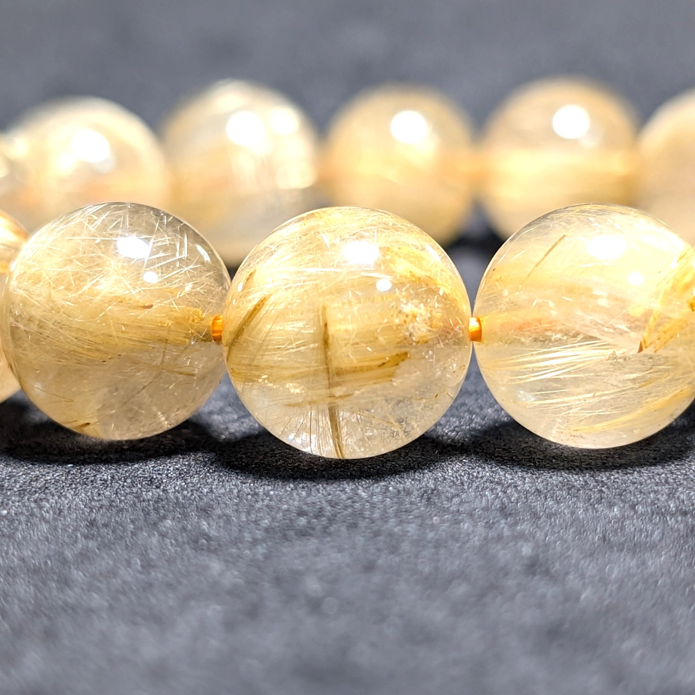 濃密すぎる金針が最高】ゴールド ルチルクォーツ ブレスレット 12ミリ