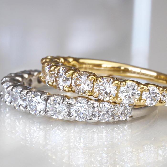 大粒グラデーション ダイヤエタニティリング 1カラット プラチナ 18金