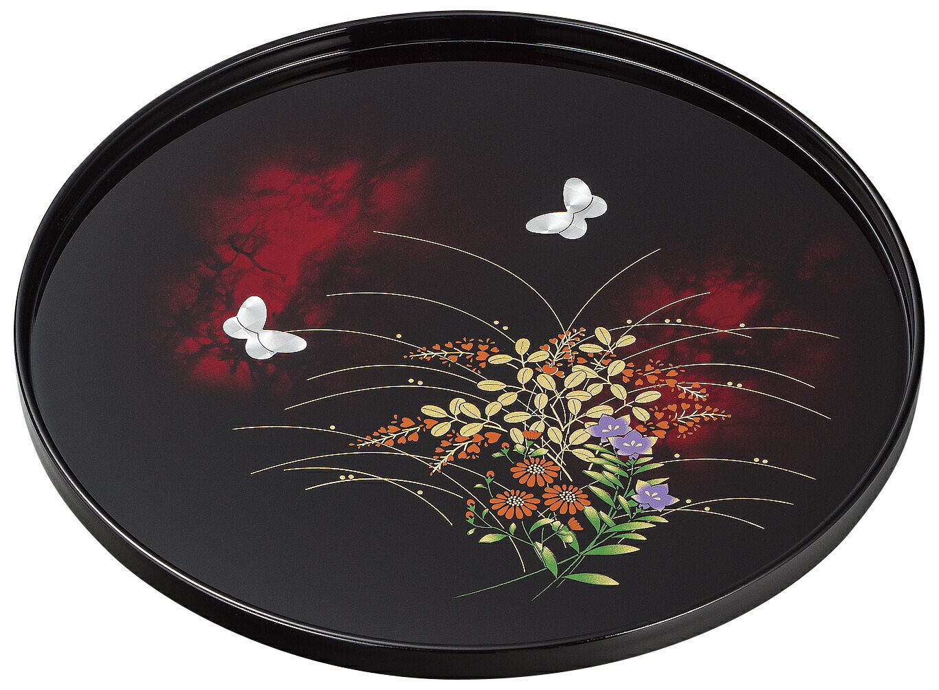 送料無料】 山中漆器 9.0丸盆 みやび野（高級 工芸品 お歳暮 外国人 お