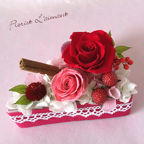 プリザーブドフラワー ケーキ ケーキアレンジ ショートケーキ フラワー