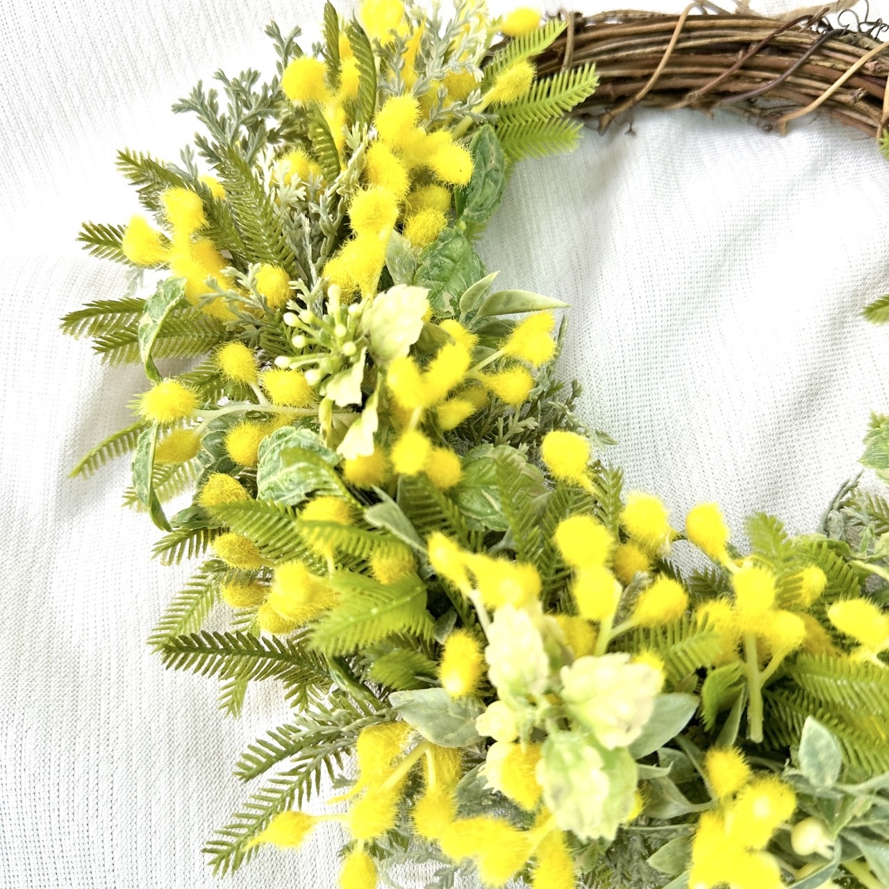 ミモザの春色ハーフリース アーティフィシャルフラワー ナチュラル