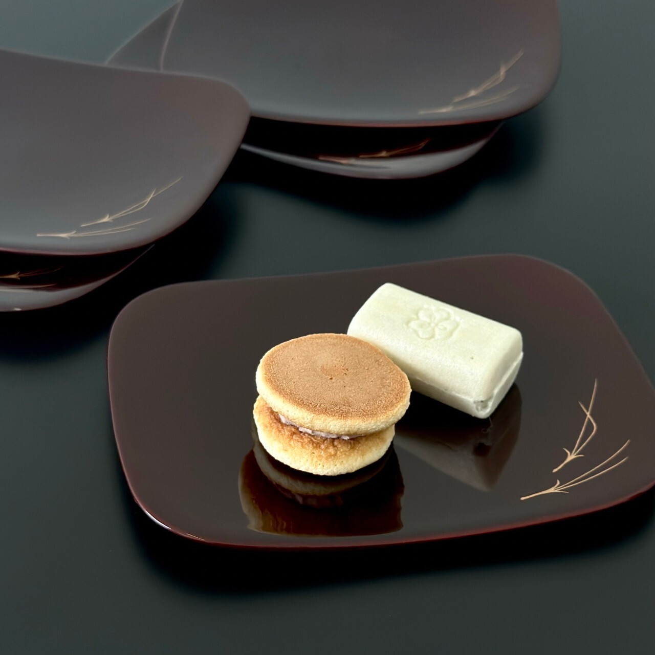 銘々皿 長角型 溜塗 松葉 5枚組 セット 内祝 新築祝 ギフト 茶托 和室