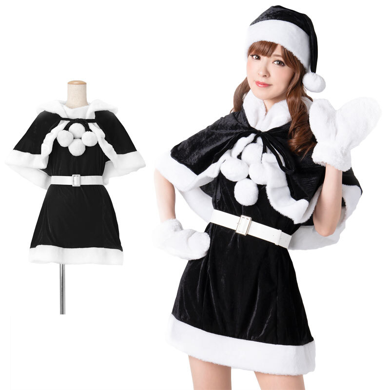 半額セール【サンタ コスプレ】ポンチョ ワンピース 帽子 手袋 ベルト