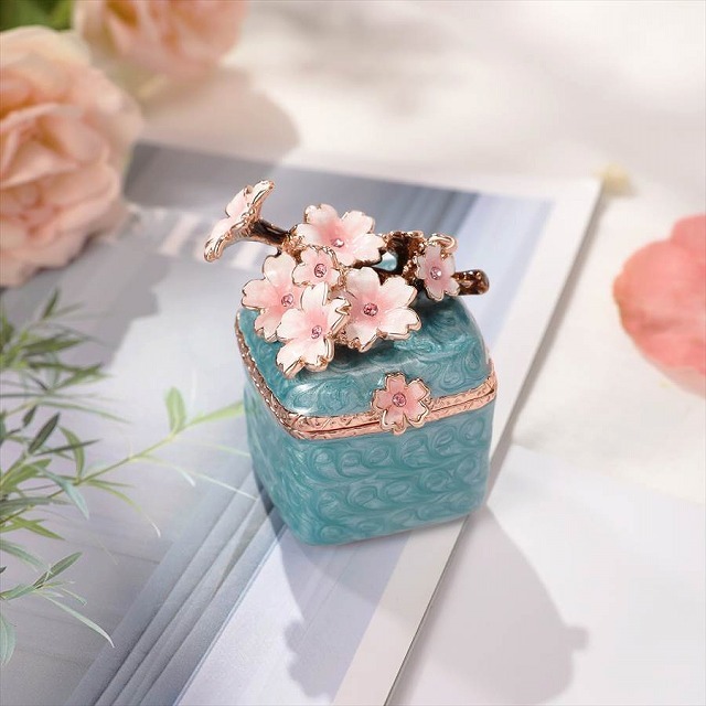 ジュエリーボックス 小枝桜 サクラ さくら 和風 桜の置物 ブルー