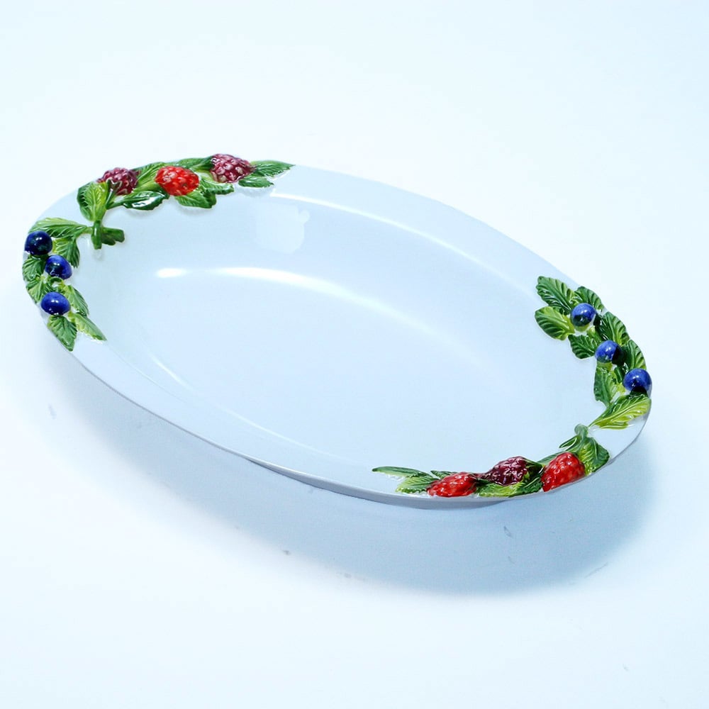 イタリア製 パスタプレート 陶器製 フルーツ柄 オーバル皿 18x29cm