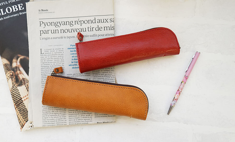 名入れ可】日本製 本革コロラド 姫路レザー L字ファスナーペンケース