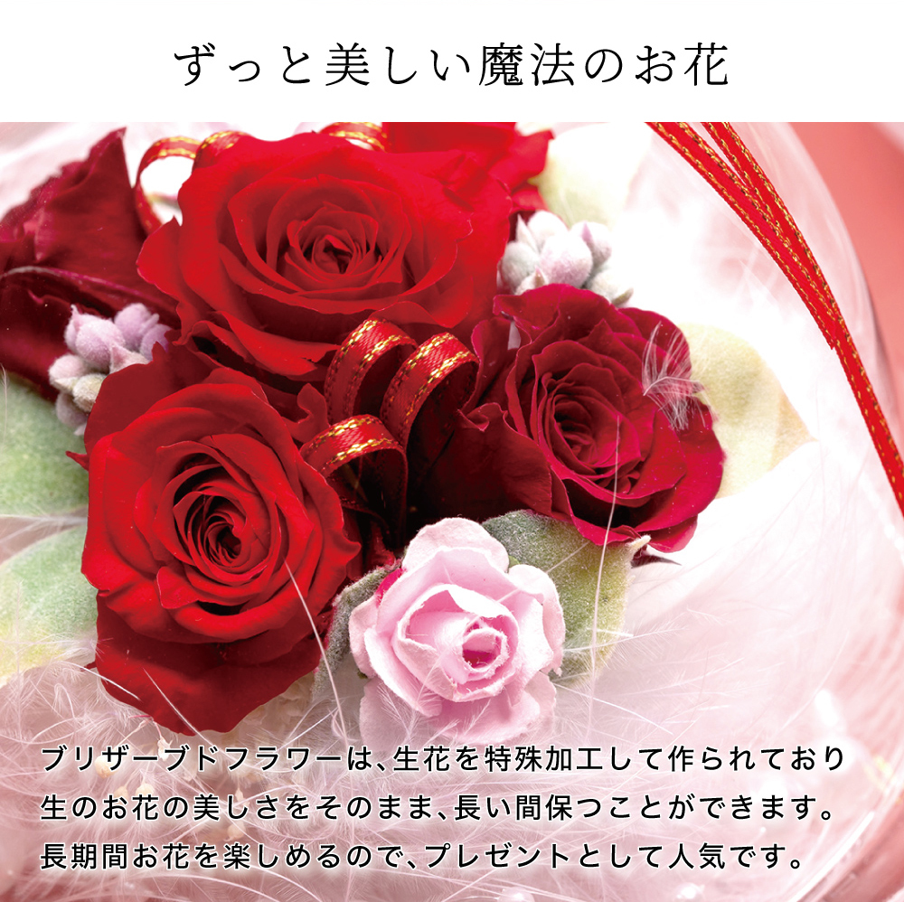 プリザーブドフラワー エンジェル ガラスドーム ☆選べる7色 無料