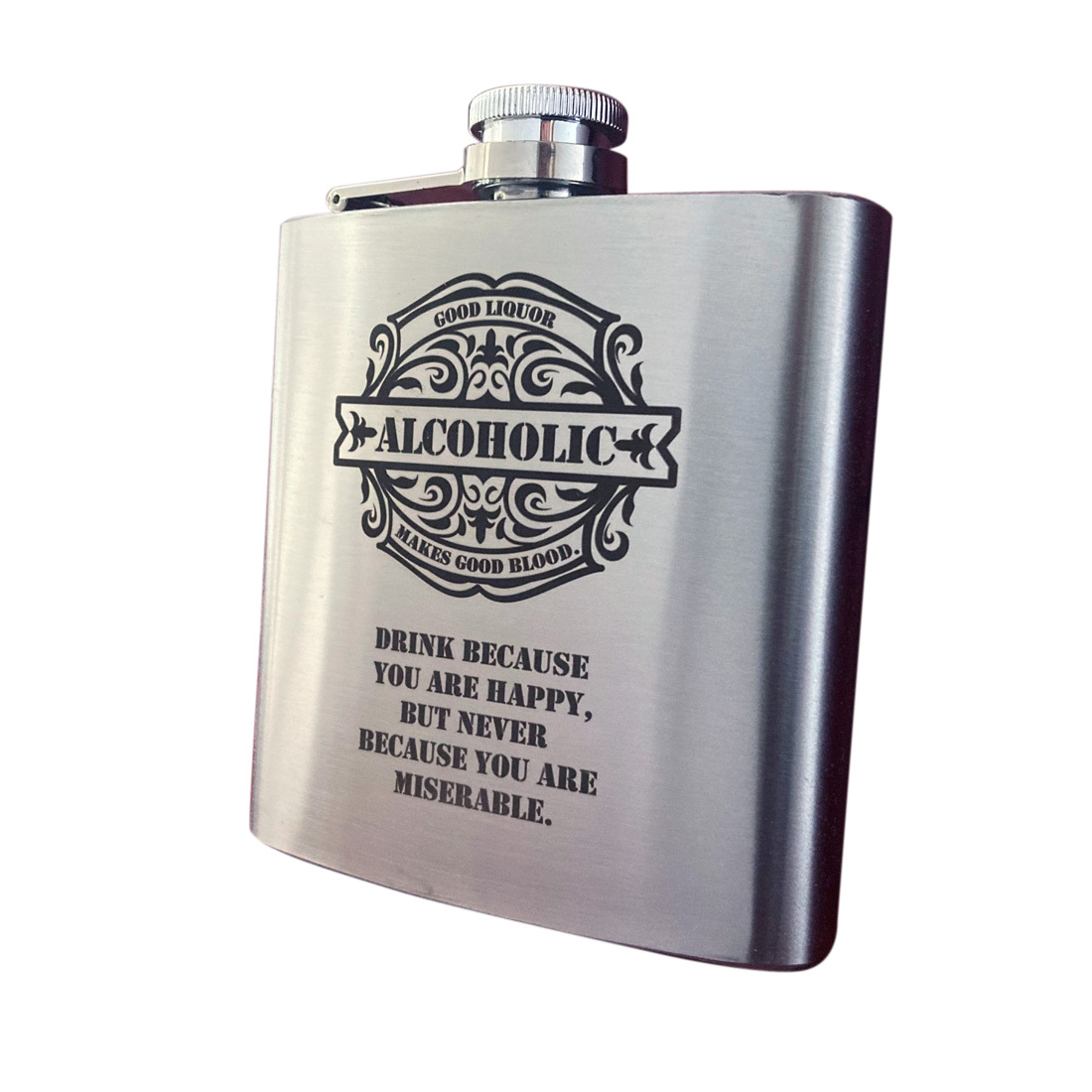 送料込】オーダーメイド・ヒップフラスコ（スキットル）6oz・レトロ