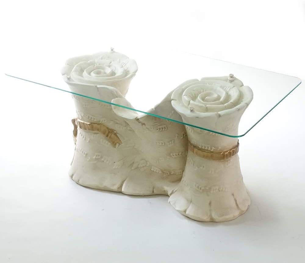 イタリア製 陶器 ガラス天板 テーブル ネオクラシック ムジカ 楽譜