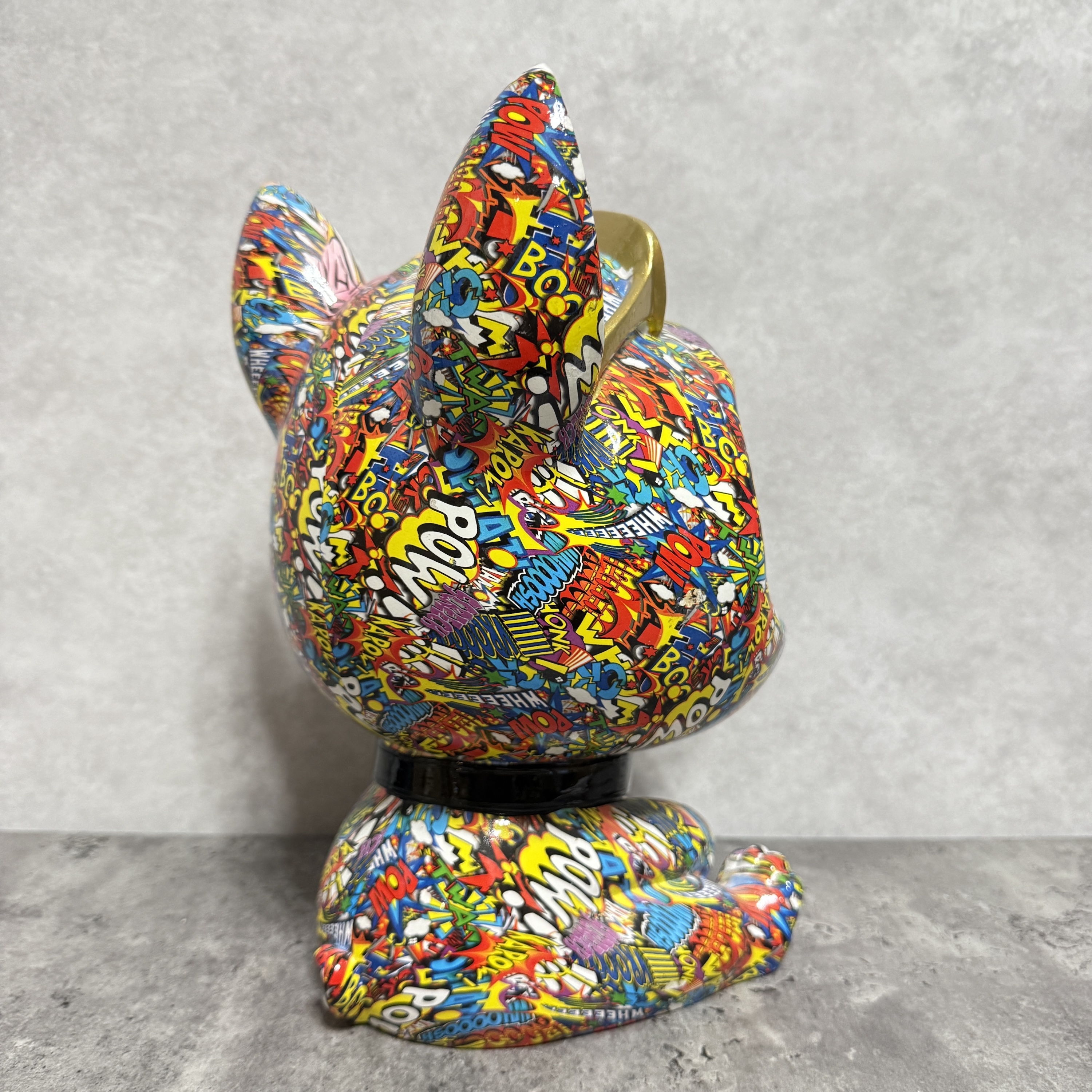 犬の置物 ポップアニマルA 大きな口を開ける 高さ30cm 金色 縁起物