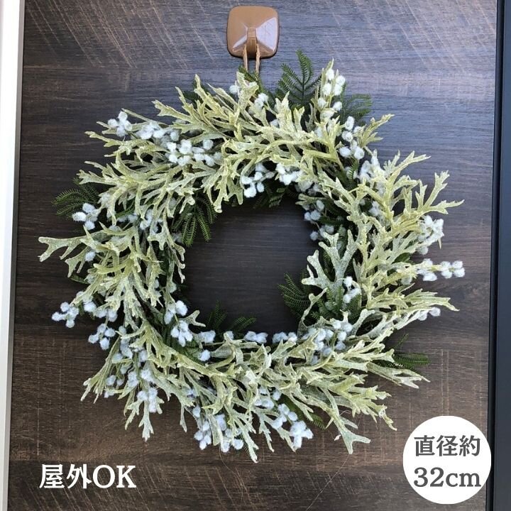 送料無料】フェイクグリーンリース 直径32cm 玄関 ピンク ホワイト