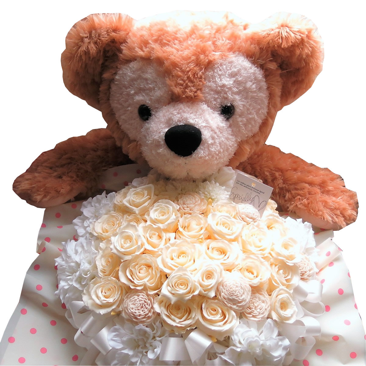 ダッフィー 70cm ぬいぐるみ 花束風 プリザーブドフラワー入り