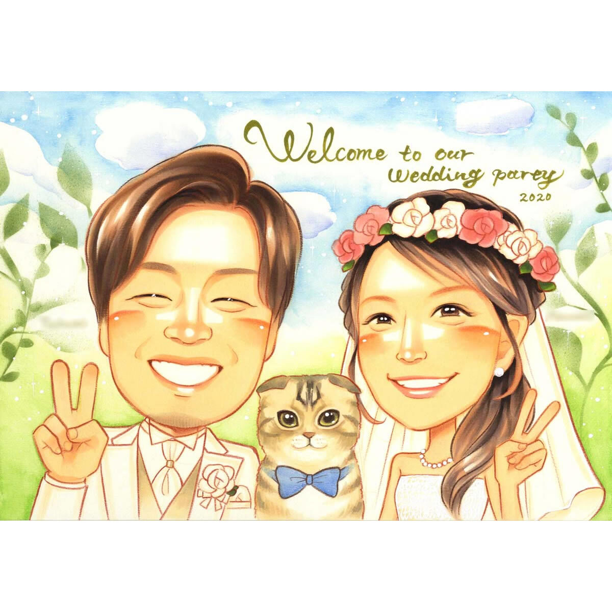 お披露目パーティーで人気の似顔絵ウェルカムボード きよら 結婚式