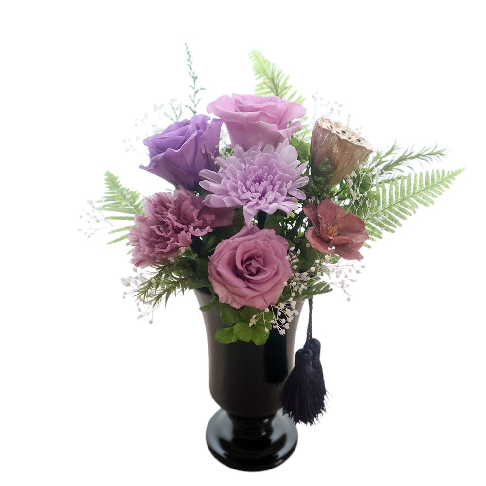 送料無料 プリザーブドフラワー お供え花【紫光ーshikou】 仏花 一対