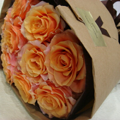 オレンジ バラ 40本の花束 カルピディーム+ 銀座の橙バラ ギフト 花束