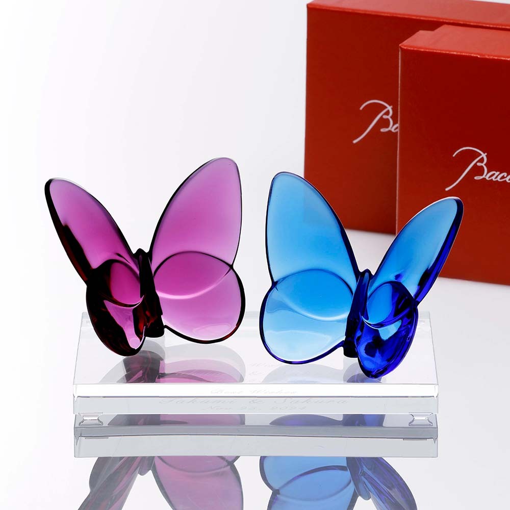 Baccarat バカラ ラッキーバタフライ ピオニー&ブルー ペア・SWAROVSKI