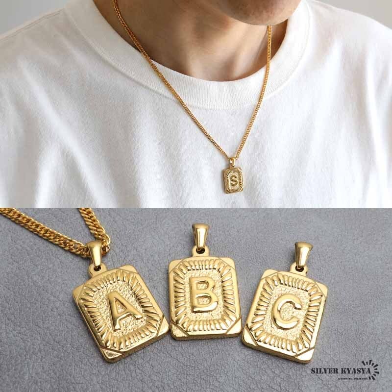 イニシャルネックレス アルファベットネックレス ゴールド メンズ