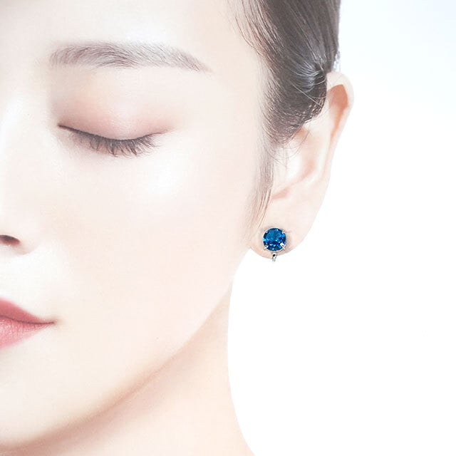 天然石 ブルートパーズ イヤリング シルバー925製 ゴールド ロジウム